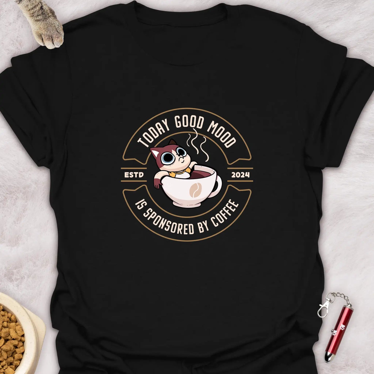 TODAY GOOD MOOD IS SPONSORED BY COFFEE β KAWAII COFFEE CAT T-SHIRT