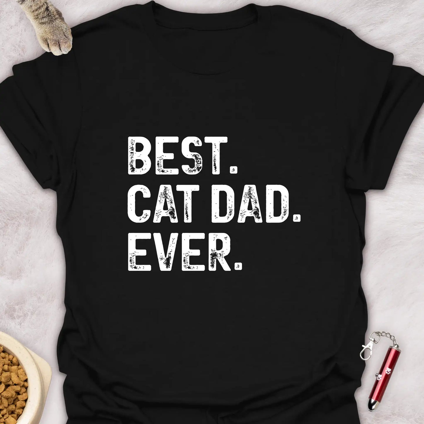 BEST CAT DAD EVER β DISTRESSED TEXT DESIGN T-SHIRT