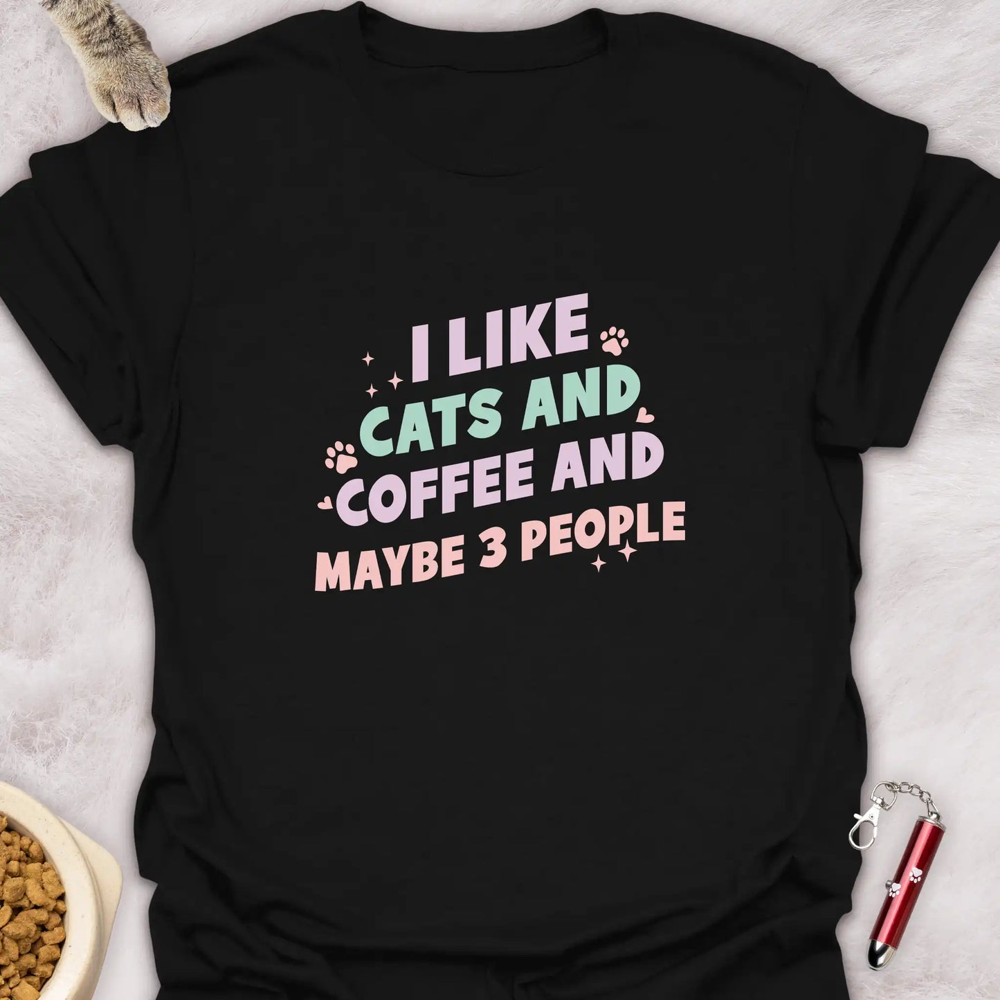 I LIKE CATS AND COFFEE AND MAYBE 3 PEOPLE β FUNNY CAT T-SHIRT