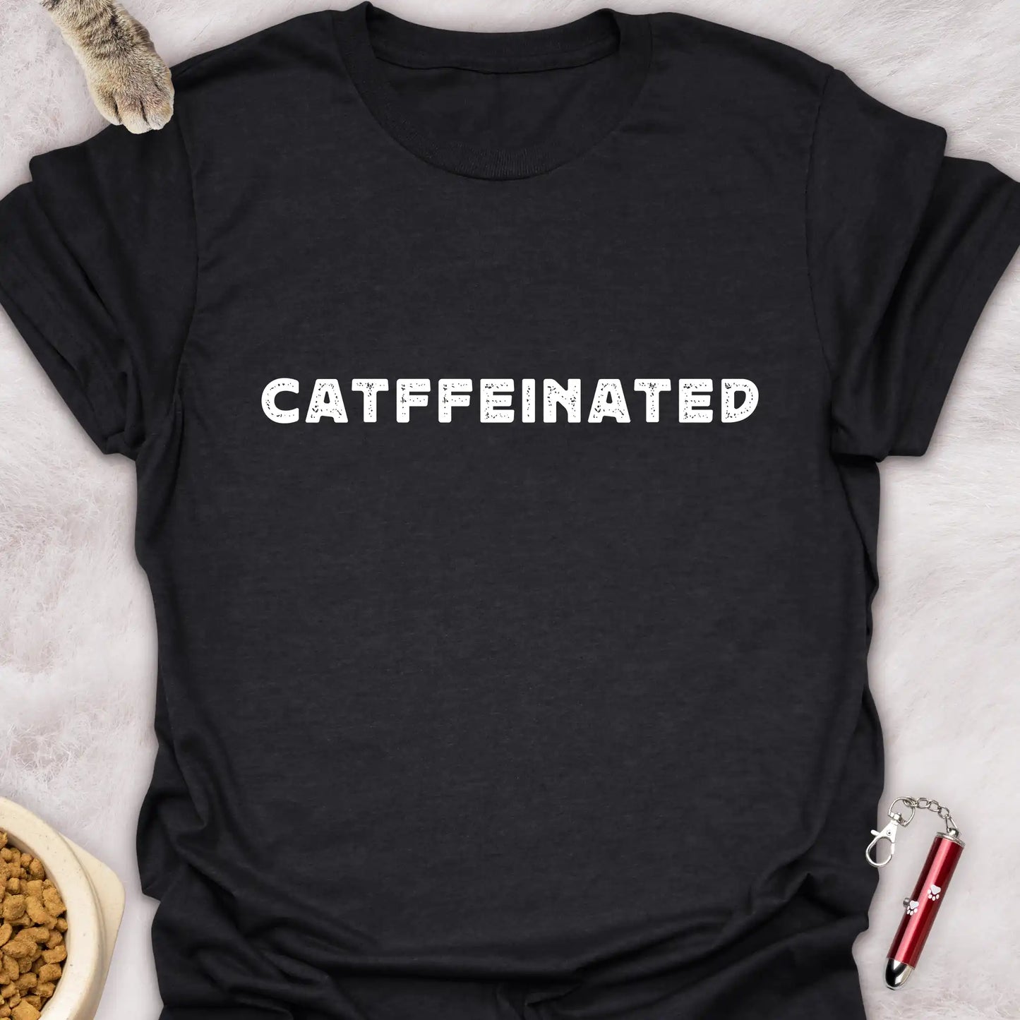 CATFFEINATED β FUN COFFEE & CAT T-SHIRT