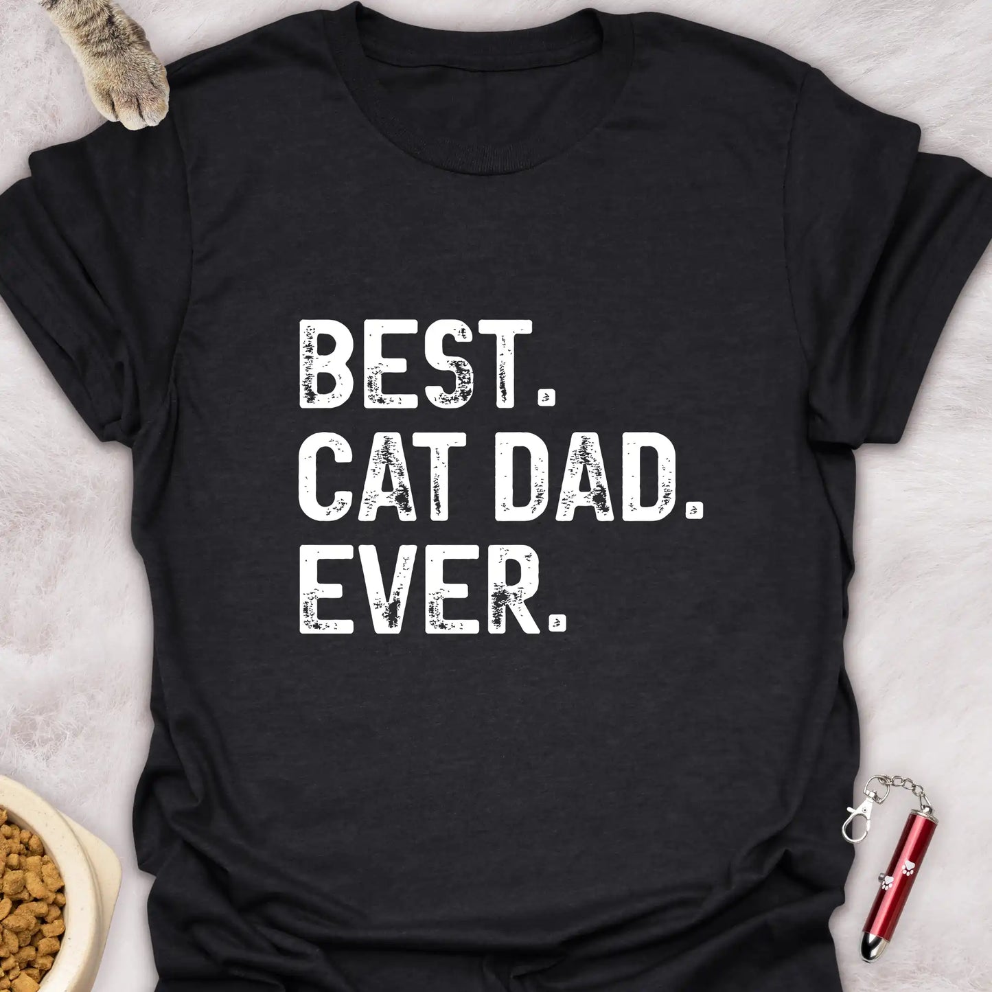 BEST CAT DAD EVER β DISTRESSED TEXT DESIGN T-SHIRT