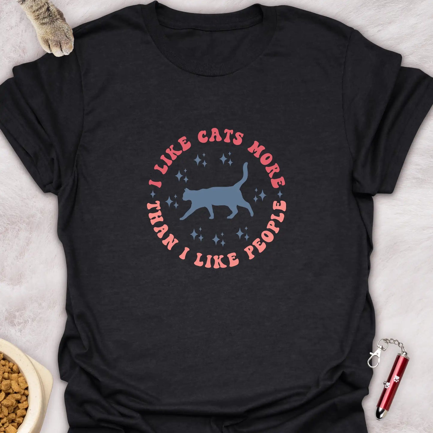 I LIKE CATS MORE THAN I LIKE PEOPLE β RETRO MINIMALIST FUNNY CAT T-SHIRT
