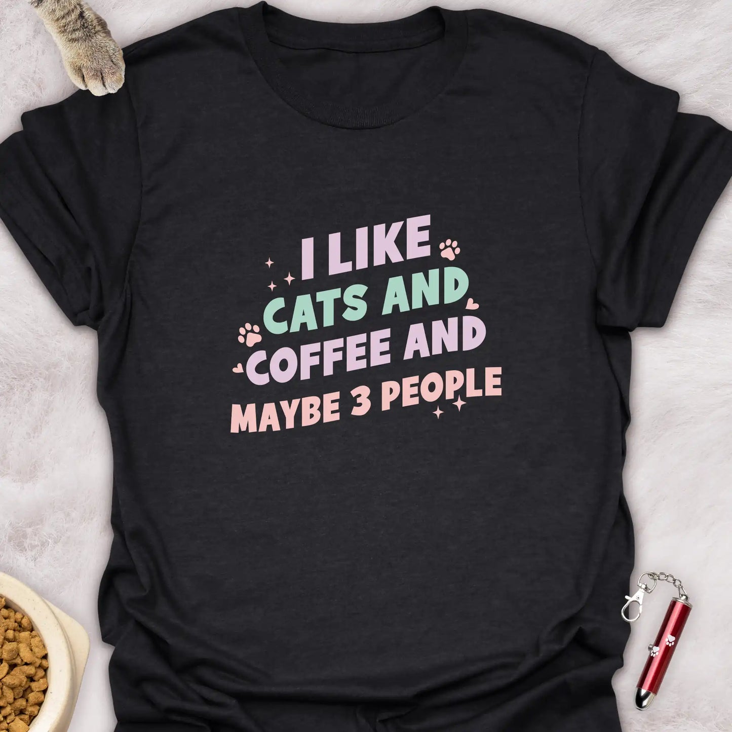 I LIKE CATS AND COFFEE AND MAYBE 3 PEOPLE β FUNNY CAT T-SHIRT
