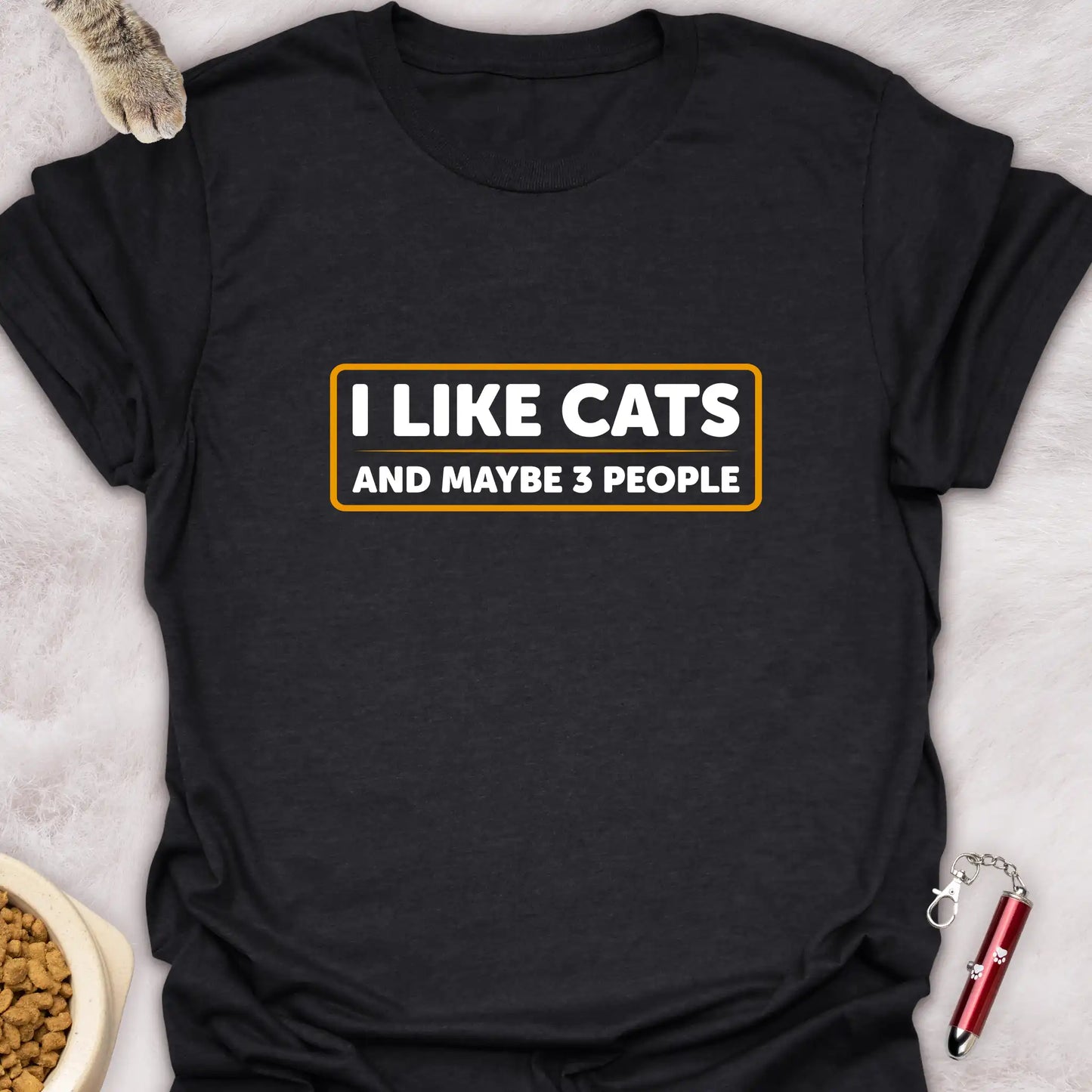 I LIKE CATS AND MAYBE 3 PEOPLE β FUNNY CAT T-SHIRT