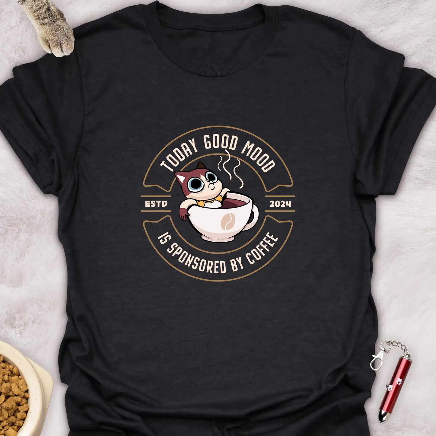 TODAY GOOD MOOD IS SPONSORED BY COFFEE β KAWAII COFFEE CAT T-SHIRT
