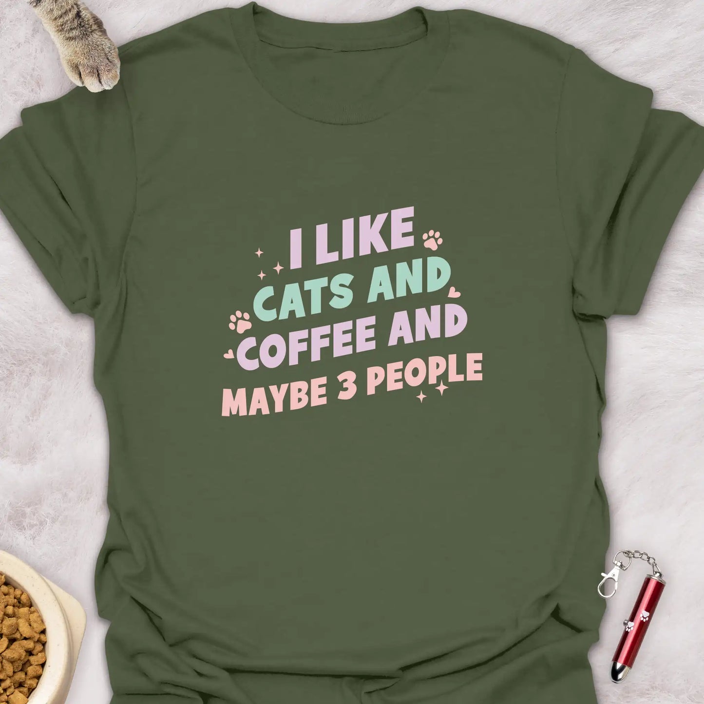 I LIKE CATS AND COFFEE AND MAYBE 3 PEOPLE β FUNNY CAT T-SHIRT