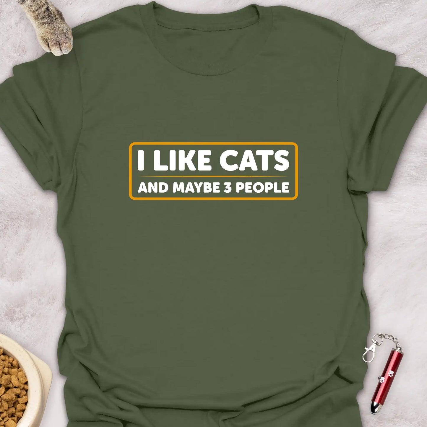 I LIKE CATS AND MAYBE 3 PEOPLE β FUNNY CAT T-SHIRT