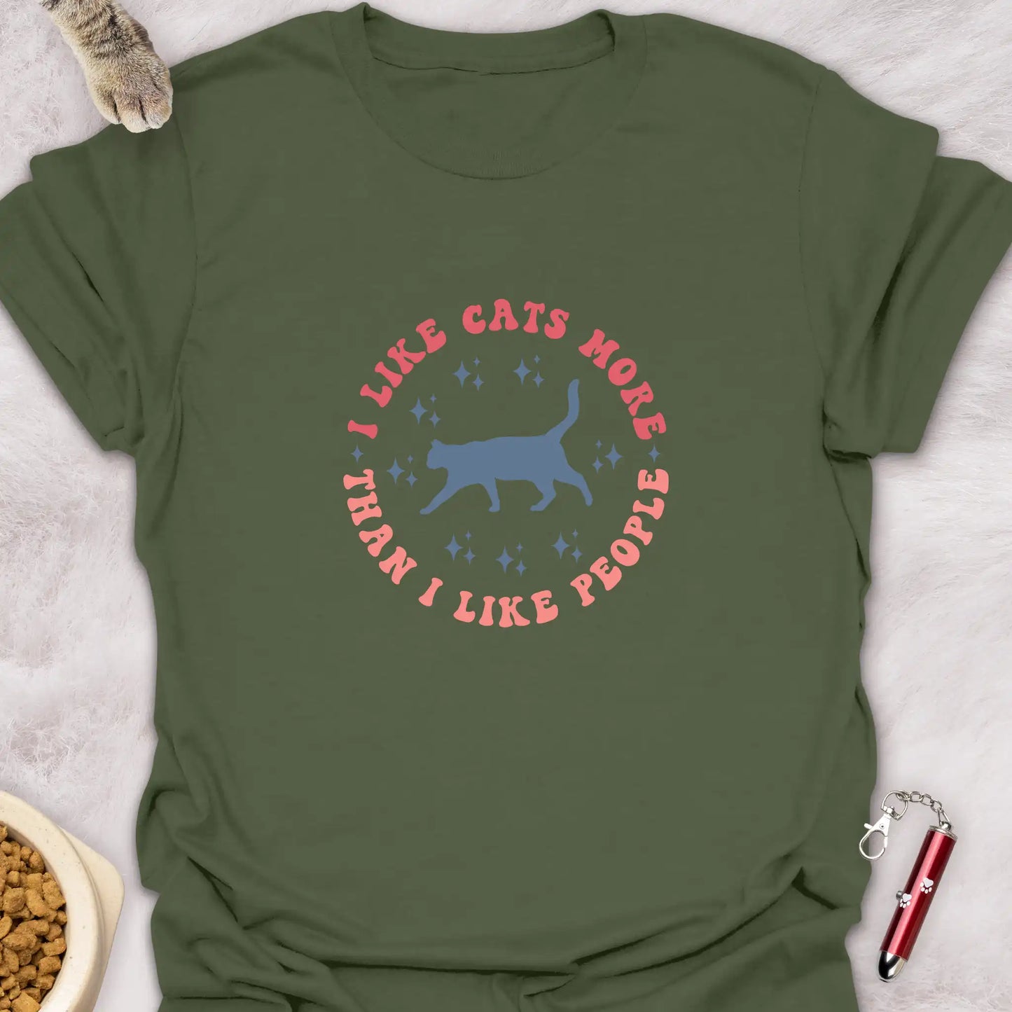 I LIKE CATS MORE THAN I LIKE PEOPLE β RETRO MINIMALIST FUNNY CAT T-SHIRT