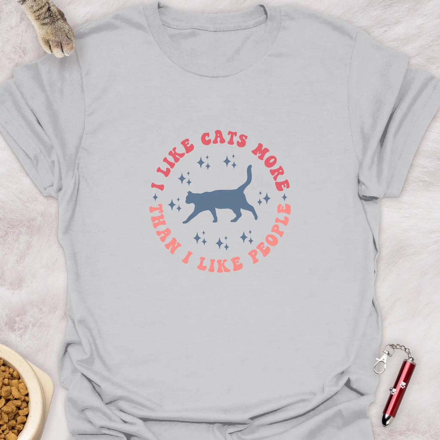 I LIKE CATS MORE THAN I LIKE PEOPLE β RETRO MINIMALIST FUNNY CAT T-SHIRT