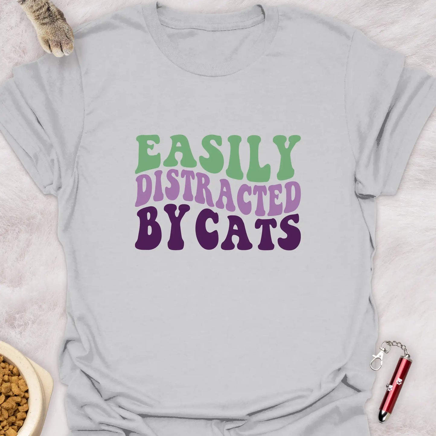 EASILY DISTRACTED BY CATS β GROOVY RETRO CAT LOVER T-SHIRT