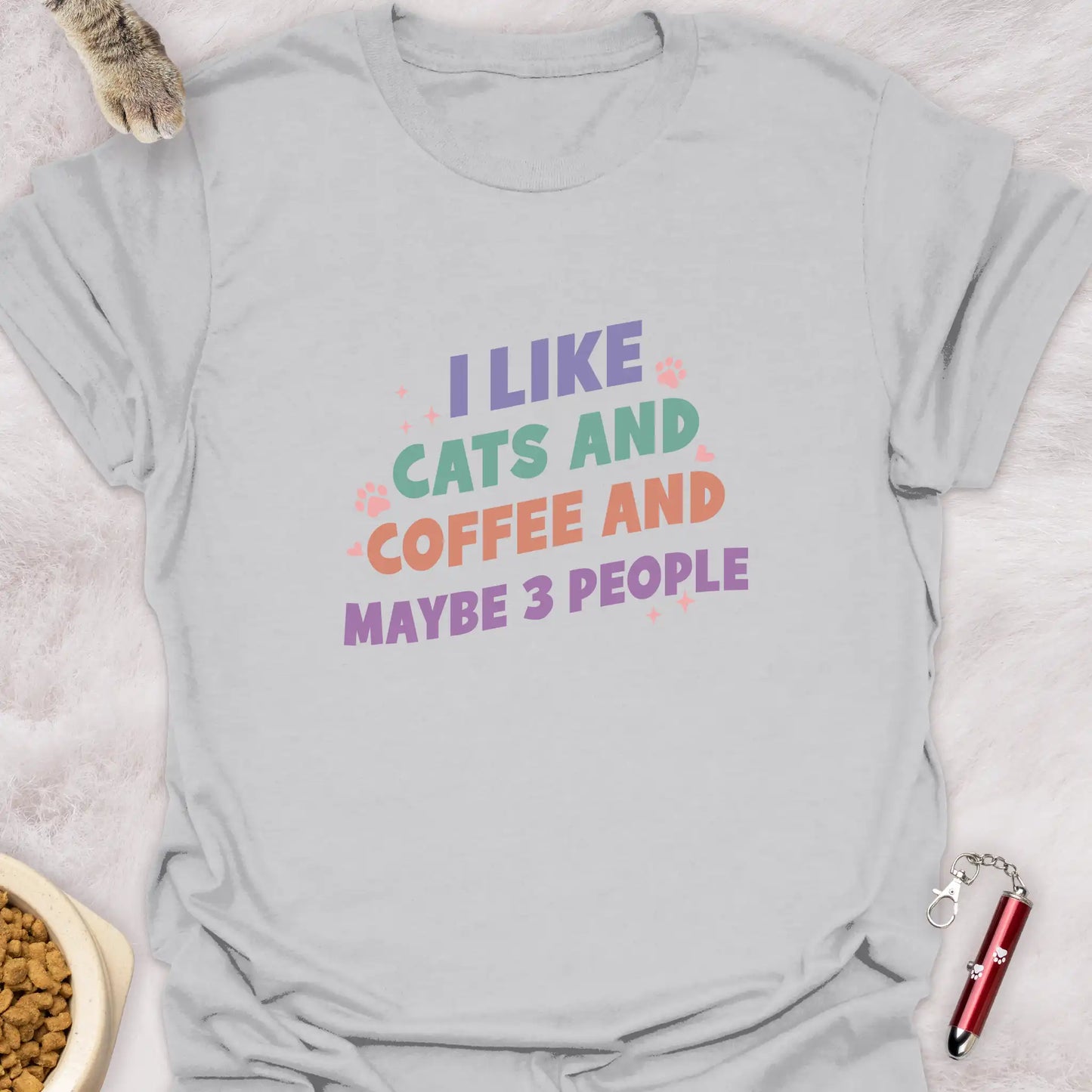 I LIKE CATS AND COFFEE AND MAYBE 3 PEOPLE β FUNNY CAT T-SHIRT