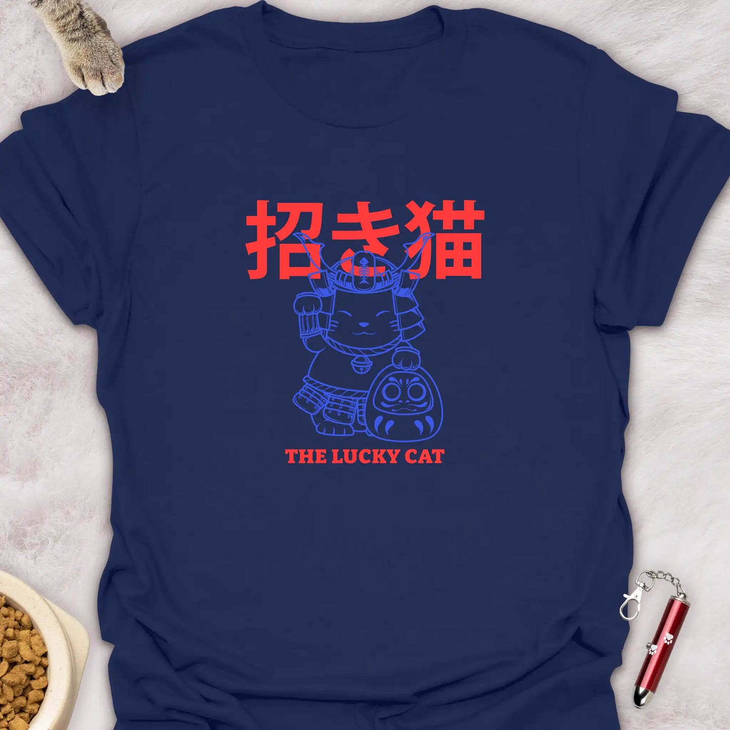 SAMURAI MANEKI NEKO WITH DARUMA β LUCKY CAT T-SHIRT