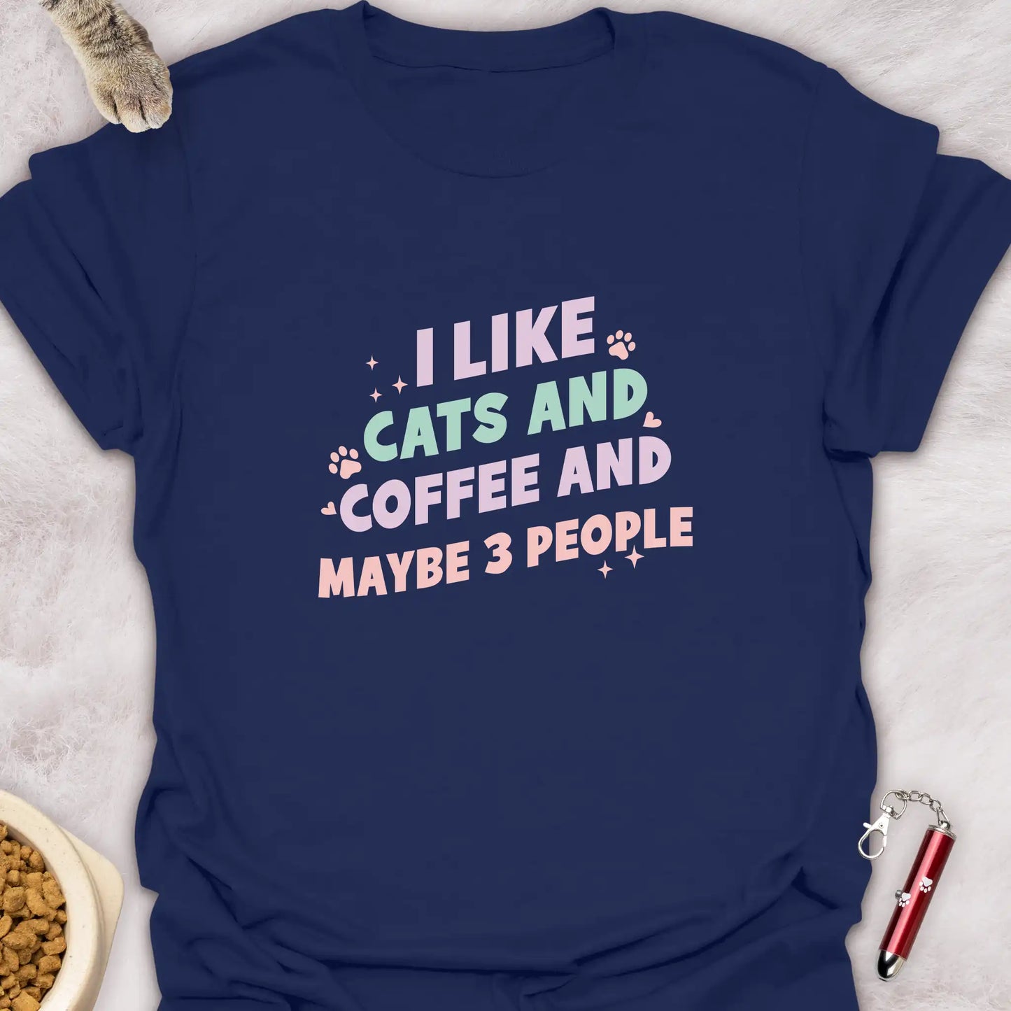 I LIKE CATS AND COFFEE AND MAYBE 3 PEOPLE β FUNNY CAT T-SHIRT