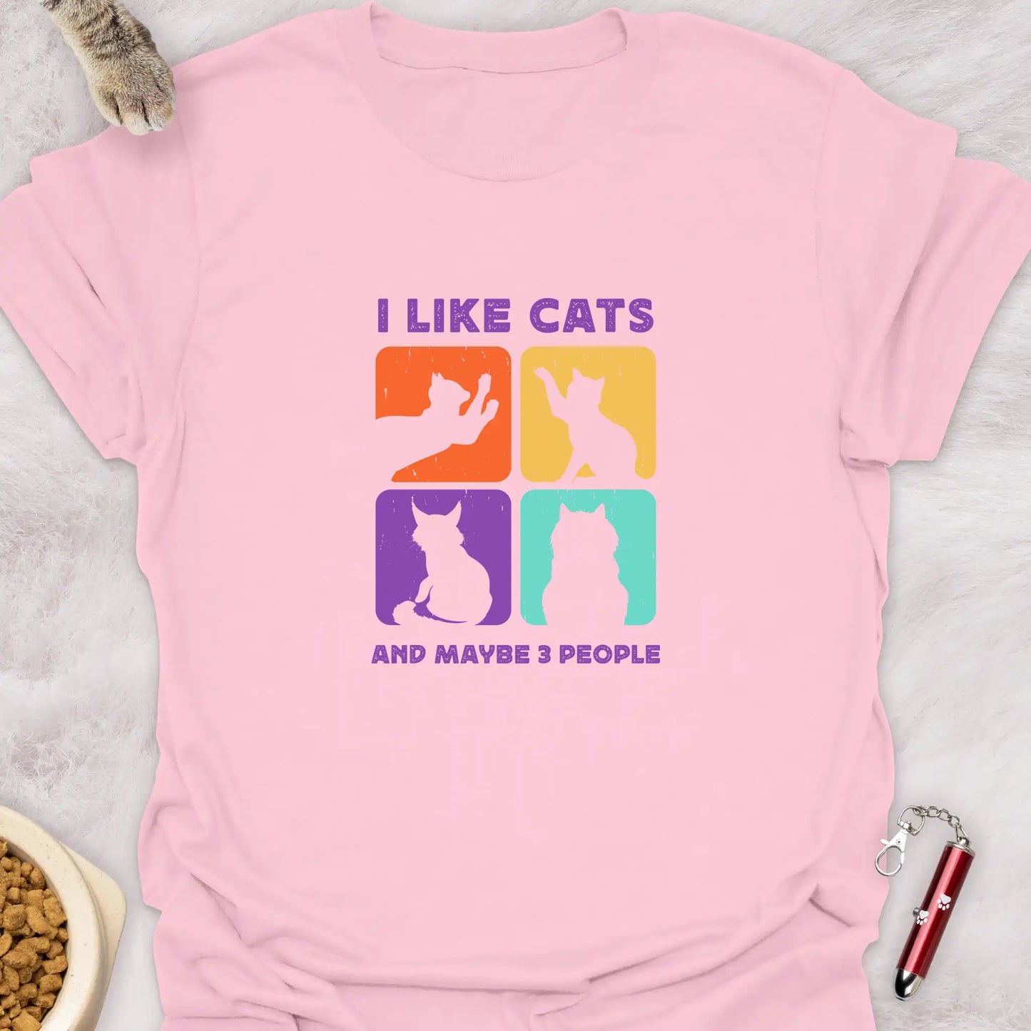 I LIKE CATS AND MAYBE 3 PEOPLE β VINTAGE CAT SILHOUETTES T-SHIRT