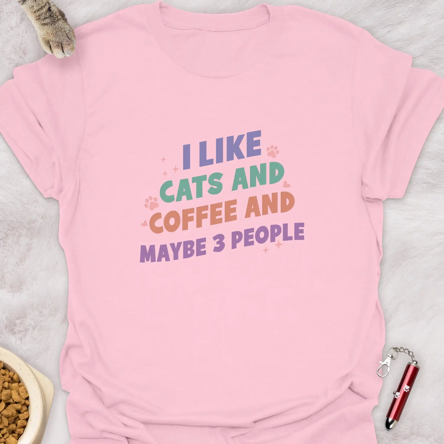 I LIKE CATS AND COFFEE AND MAYBE 3 PEOPLE β FUNNY CAT T-SHIRT