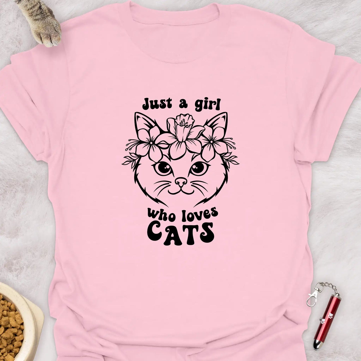 JUST A GIRL WHO LOVES CATS β FLORAL KITTY T-SHIRT