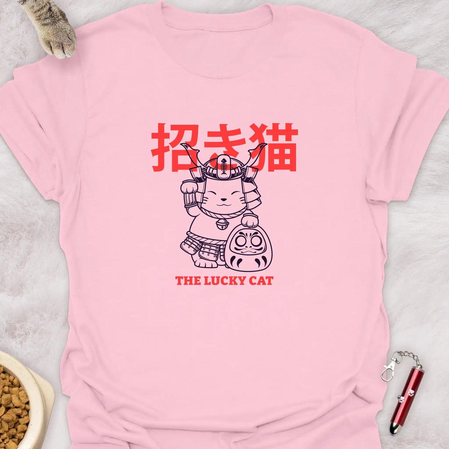 SAMURAI MANEKI NEKO WITH DARUMA β LUCKY CAT T-SHIRT