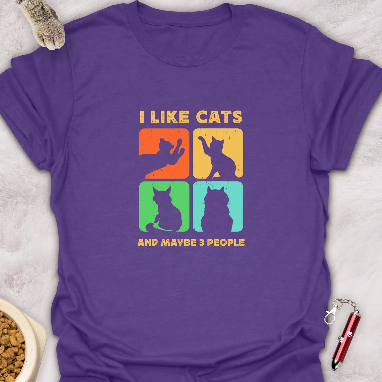 I LIKE CATS AND MAYBE 3 PEOPLE β VINTAGE CAT SILHOUETTES T-SHIRT