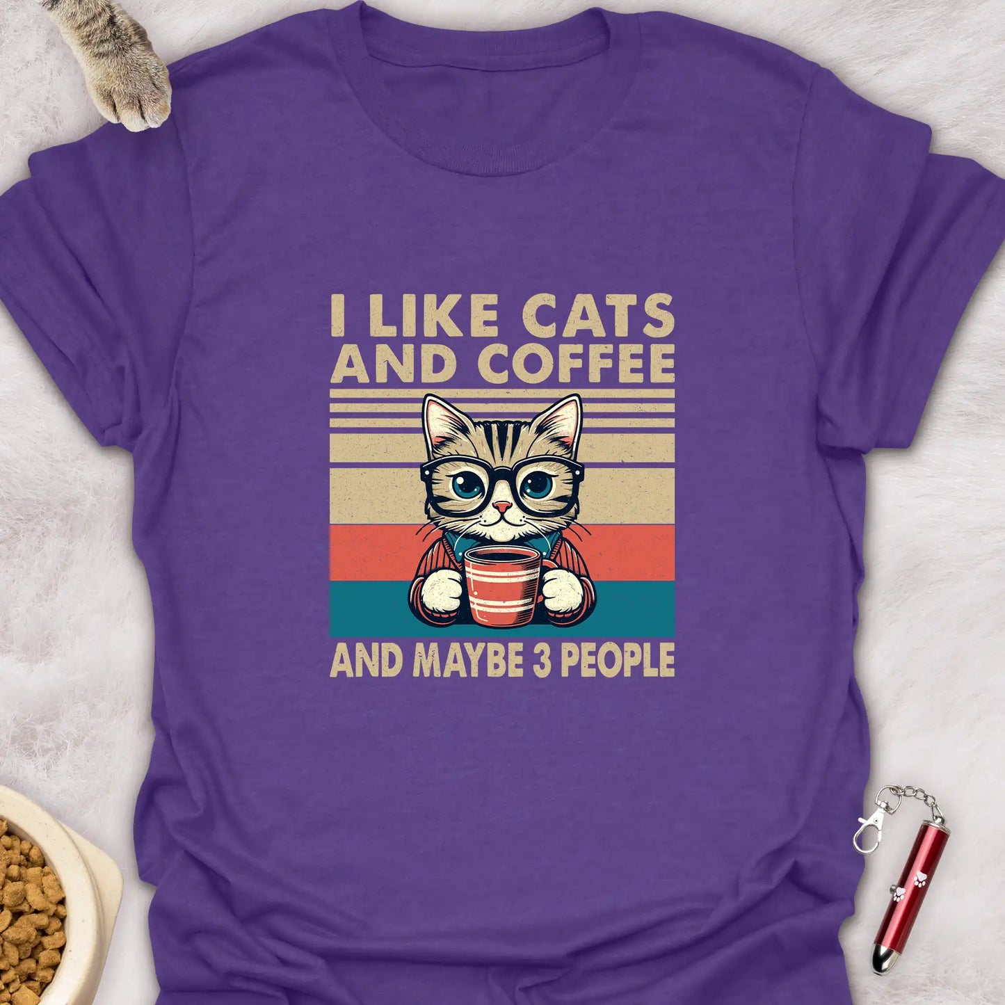 I LIKE CATS AND COFFEE AND MAYBE 3 PEOPLE β RETRO VINTAGE COFFEE CAT T-SHIRT
