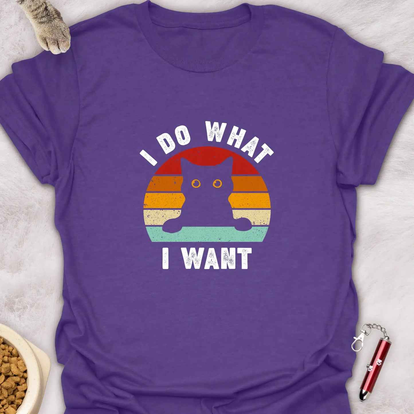 I DO WHAT I WANT β RETRO SUNSET CAT T-SHIRT