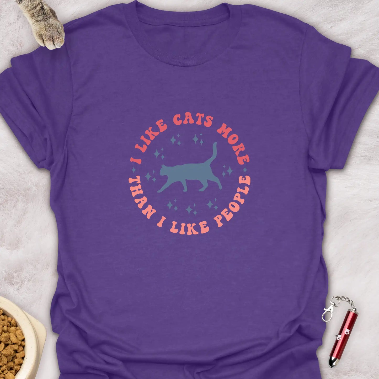 I LIKE CATS MORE THAN I LIKE PEOPLE β RETRO MINIMALIST FUNNY CAT T-SHIRT