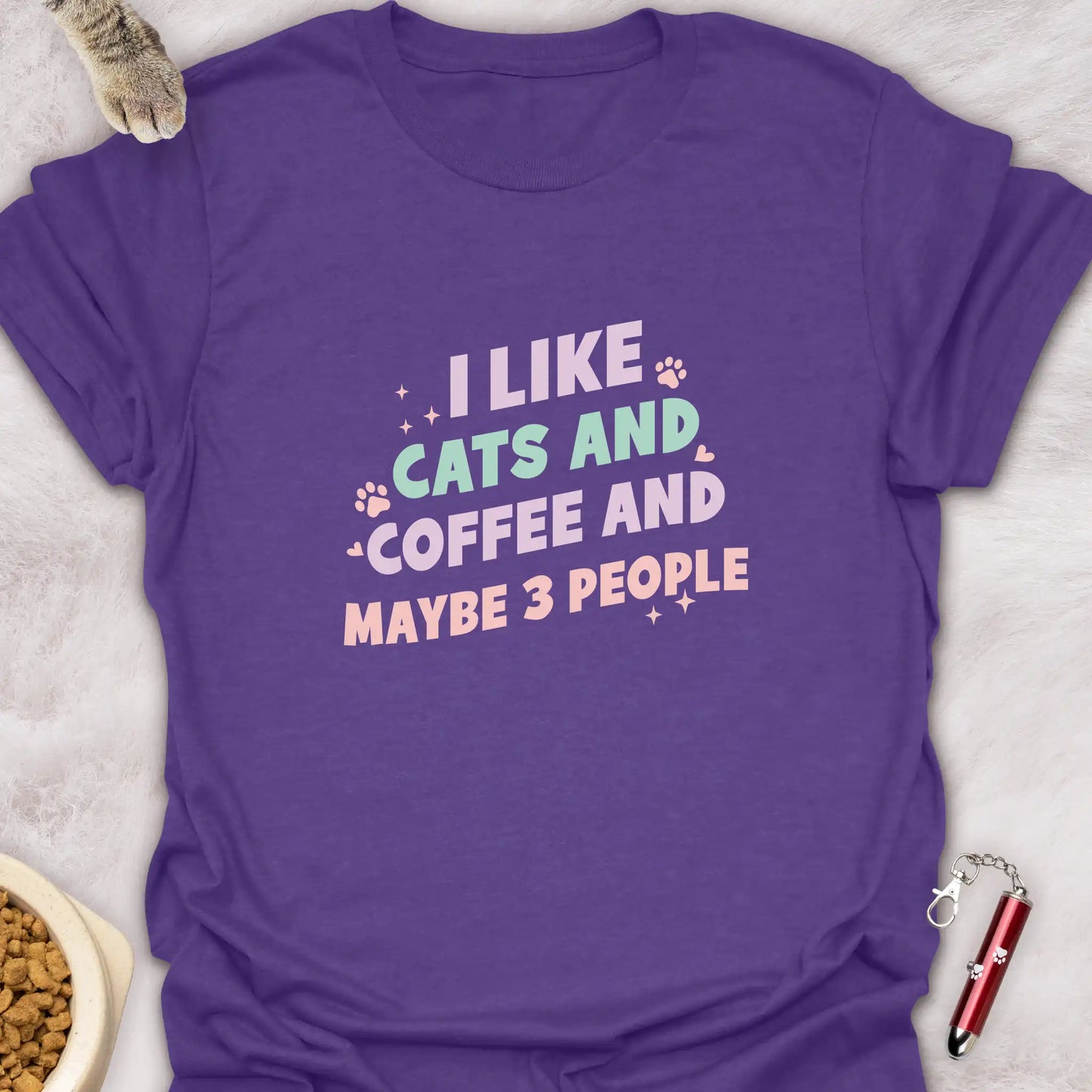 I LIKE CATS AND COFFEE AND MAYBE 3 PEOPLE β FUNNY CAT T-SHIRT