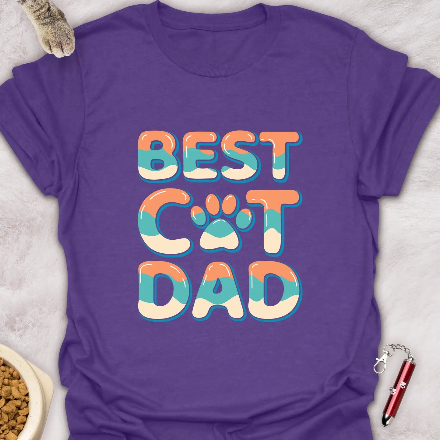 BEST CAT DAD β COLORFUL TEXT DESIGN T-SHIRT
