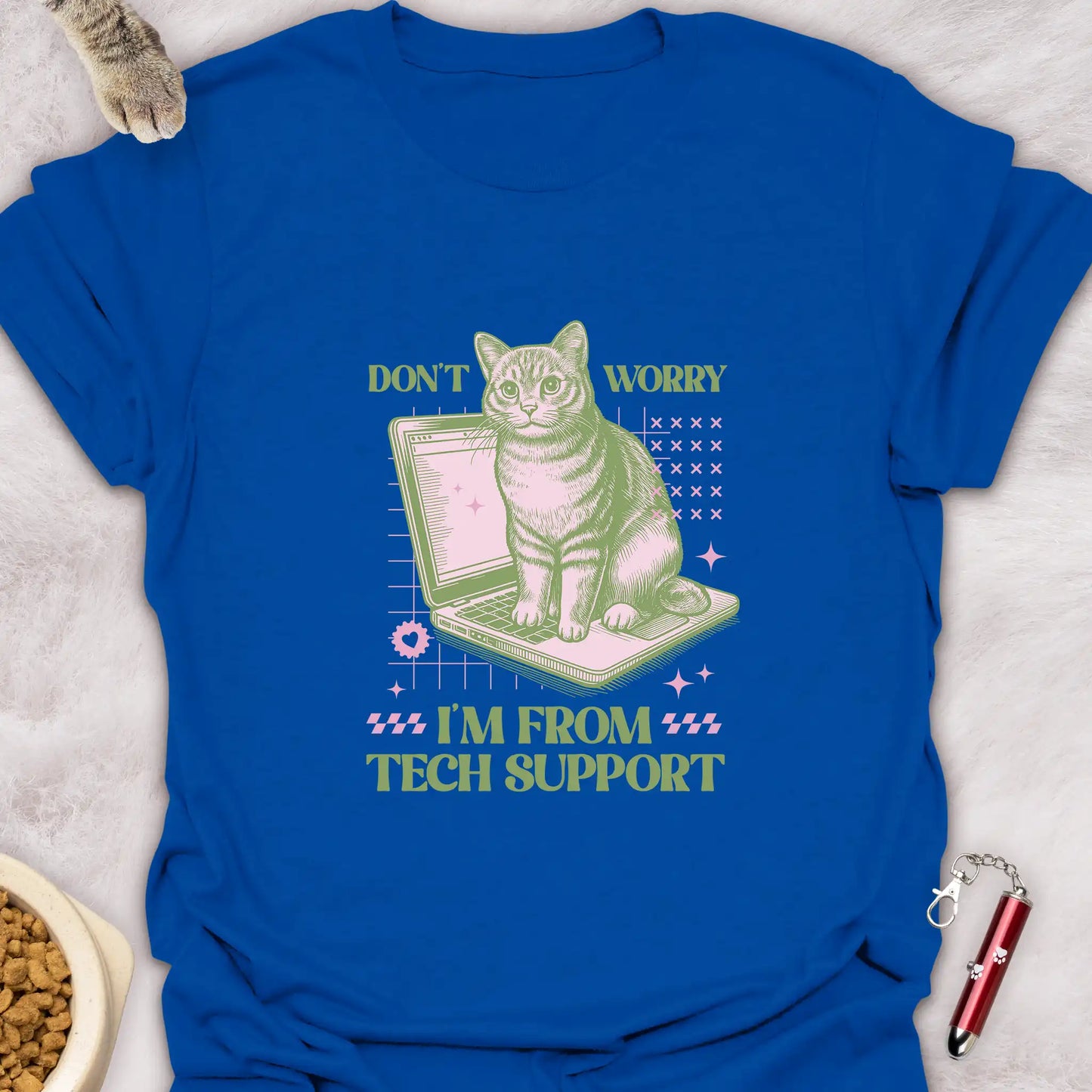 DON’T WORRY I’M FROM TECH SUPPORT – RETRO LAPTOP CAT FUNNY CAT T-SHIRT