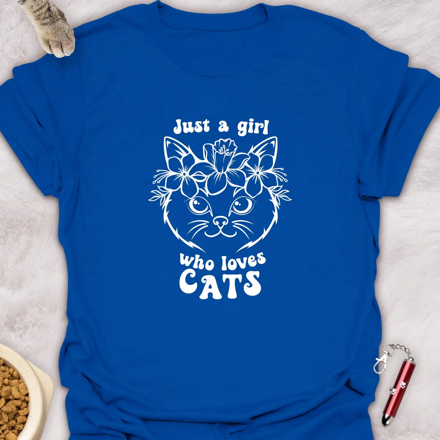 JUST A GIRL WHO LOVES CATS β FLORAL KITTY T-SHIRT