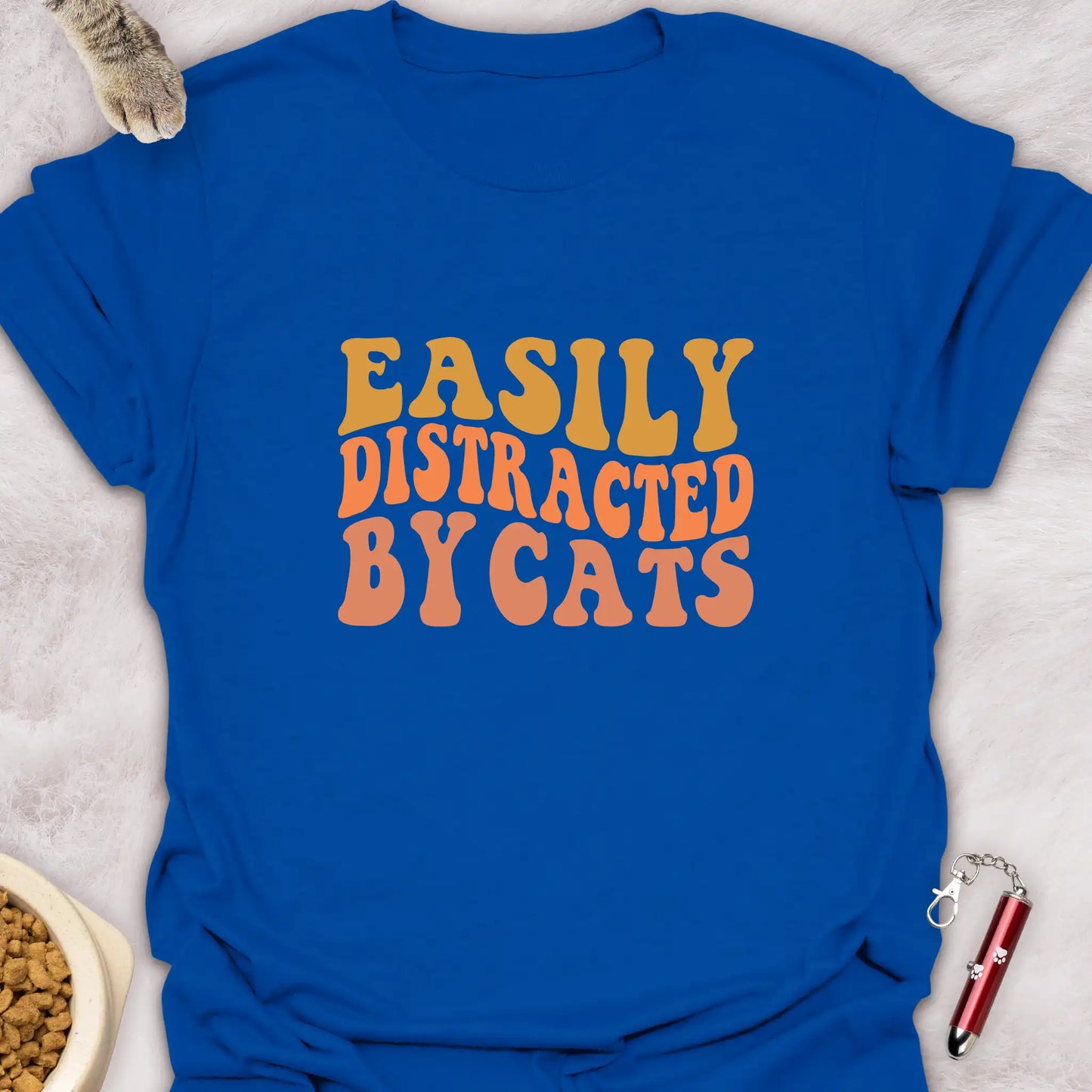 EASILY DISTRACTED BY CATS β GROOVY RETRO CAT LOVER T-SHIRT