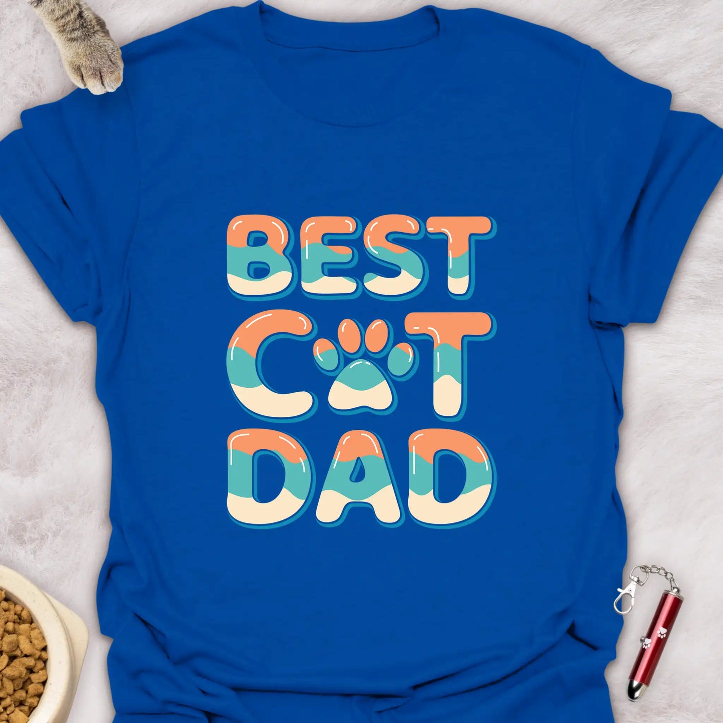 BEST CAT DAD β COLORFUL TEXT DESIGN T-SHIRT