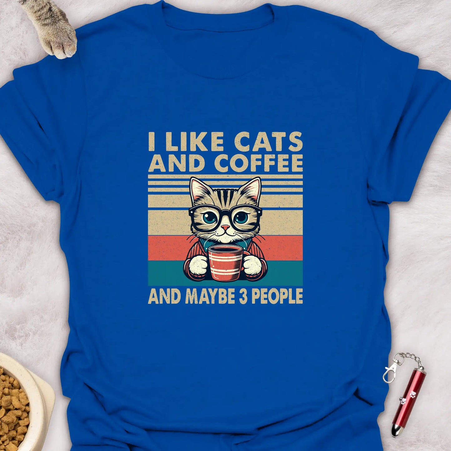 I LIKE CATS AND COFFEE AND MAYBE 3 PEOPLE β RETRO VINTAGE COFFEE CAT T-SHIRT