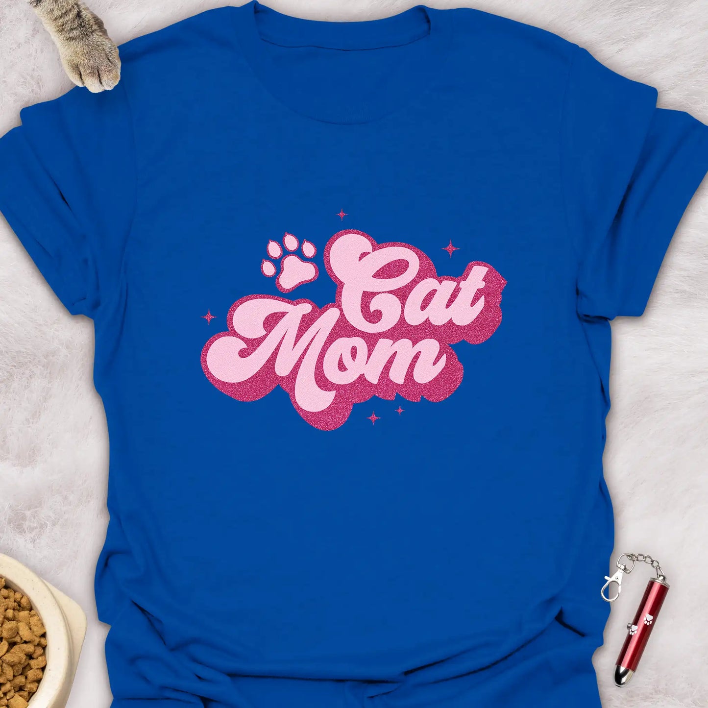 CAT MOM β PINK SCRIPT CAT T-SHIRT